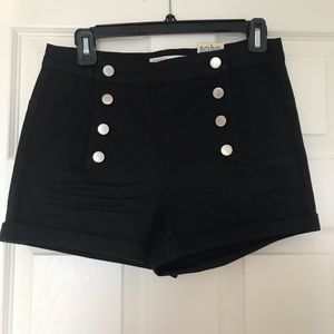 High waisted 4 button black shorts NWT